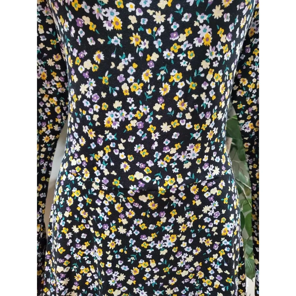 White Birch Women Black Floral Polyester Round Neck Long Sleeve Casual Romper 2X - Image 3