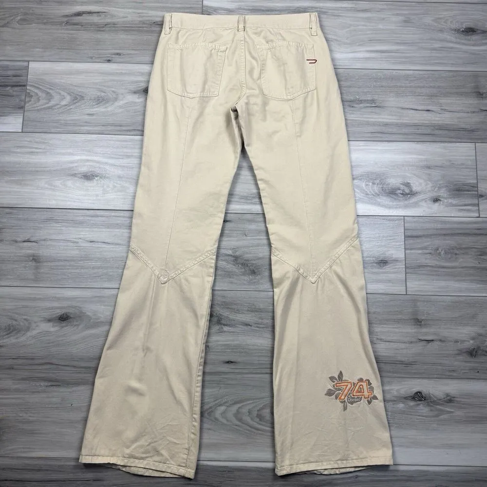 Vtg Y2K Diesel Low Rise Bootcut Flare‎ Trouser D-Sire Pants Khaki Embroidered 29 - Image 4