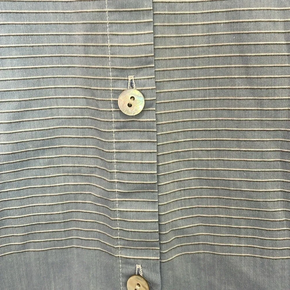 J.Jill Mixed Striped Button Down Tunic Blue White Colorblock 100% Cotton Small - Image 3