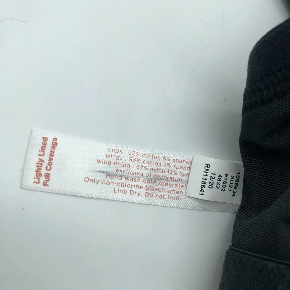 Cacique Lightly Lined Full Coverage Bra Black Cotton & Spandex 46C - Image 4