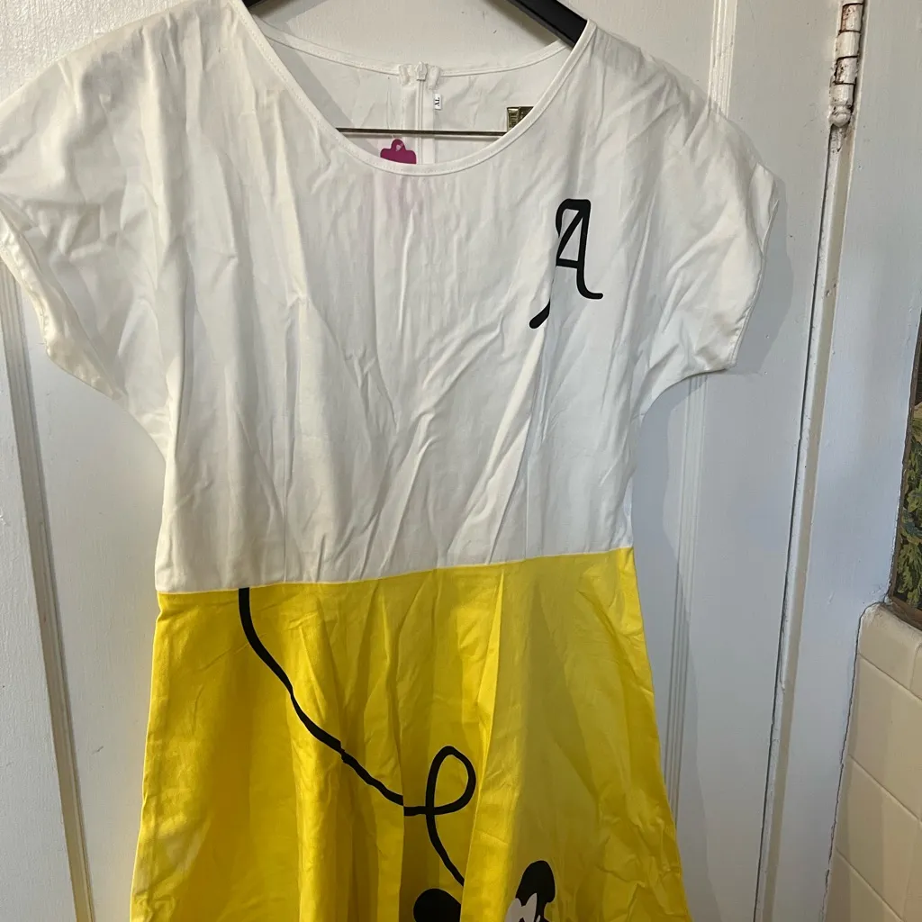 White and Yellow Retro Poodle Dress Costume. Vintage Style. Size XL - Image 3