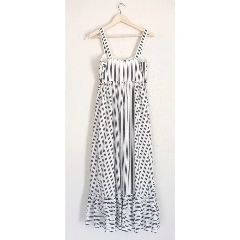 GIANNI BINI Striped Maxi Dress Sleeveless Tiered Prairie Ivory Navy Size 2 4 New - Image 4
