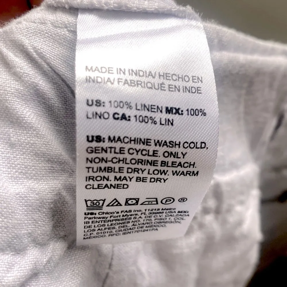 Chico’s Linen Crop Pants Women’s 16 Gray Stretch Waist Relaxed Coastal Lagenlook - Image 9