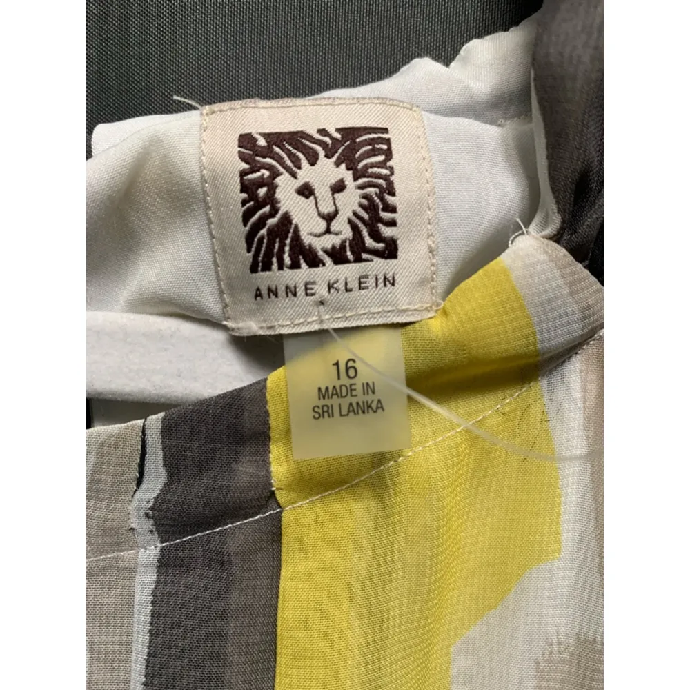 B27-NEW! Women's Anne Klein Dress Size 16 Yellow Gray Maxi - Image 4