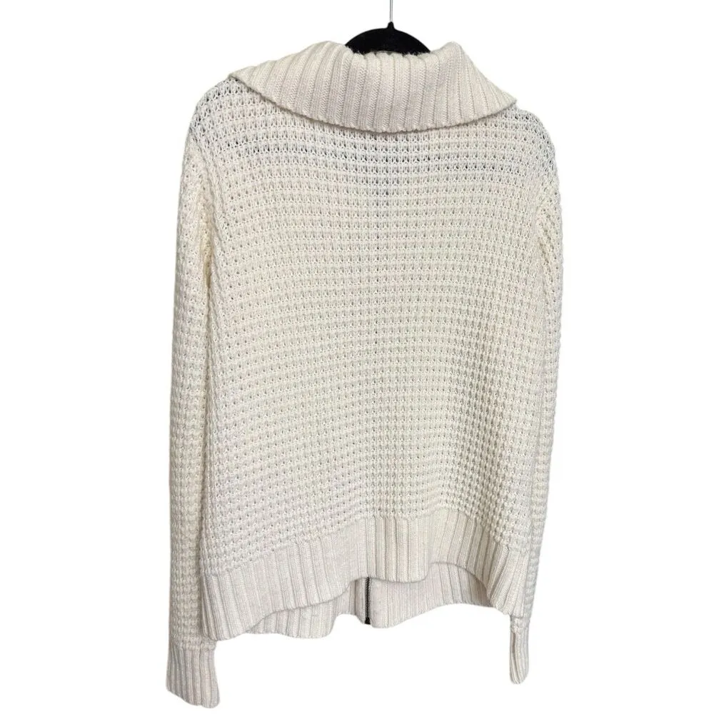 St. John’s Bay Ivory Cable Knit Full Zip Cardigan Sweater Women’s XL Fisherman - Image 2