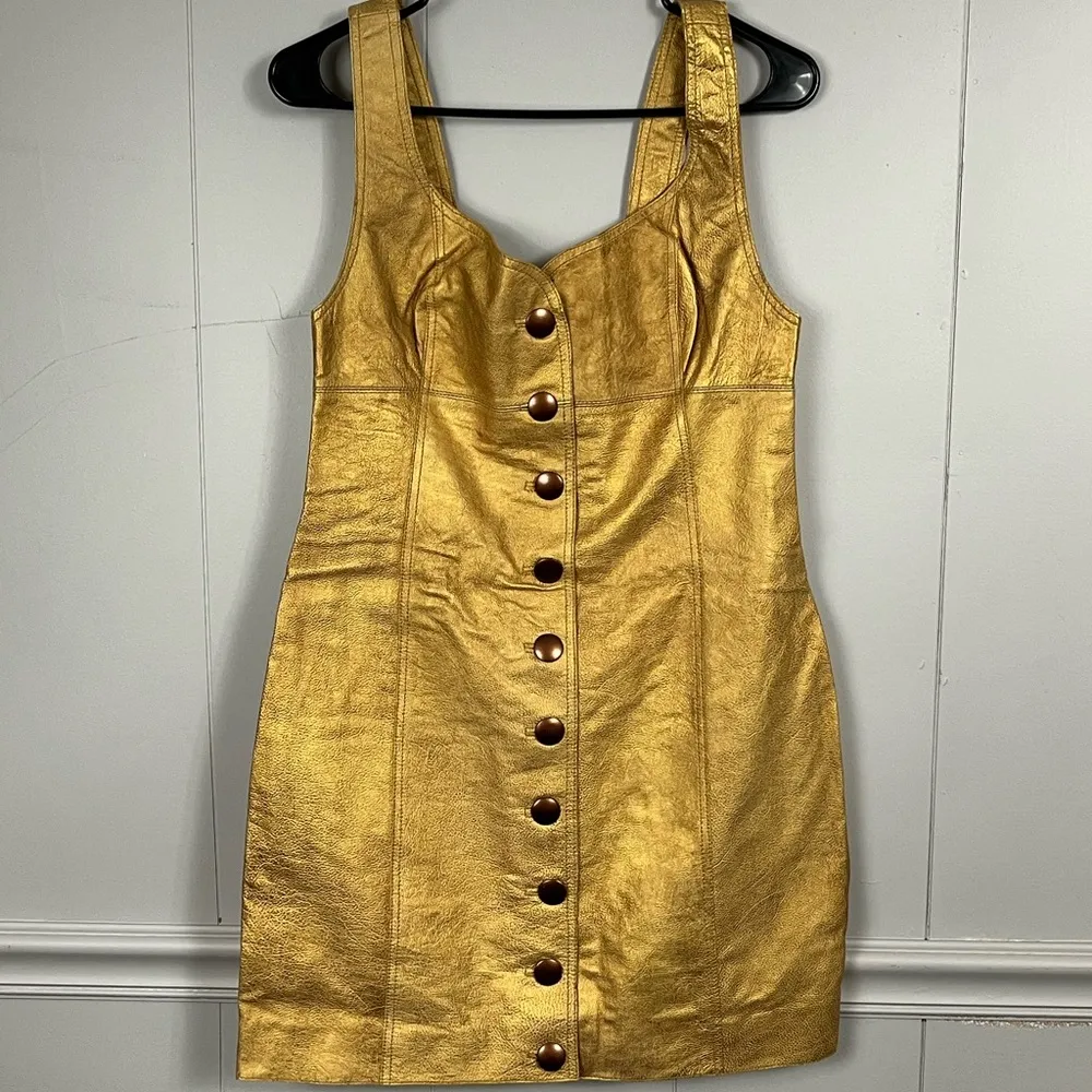 NWT Free People Goldie Mini Dress Cow Leather Sleeveless Size 8 - Image 5