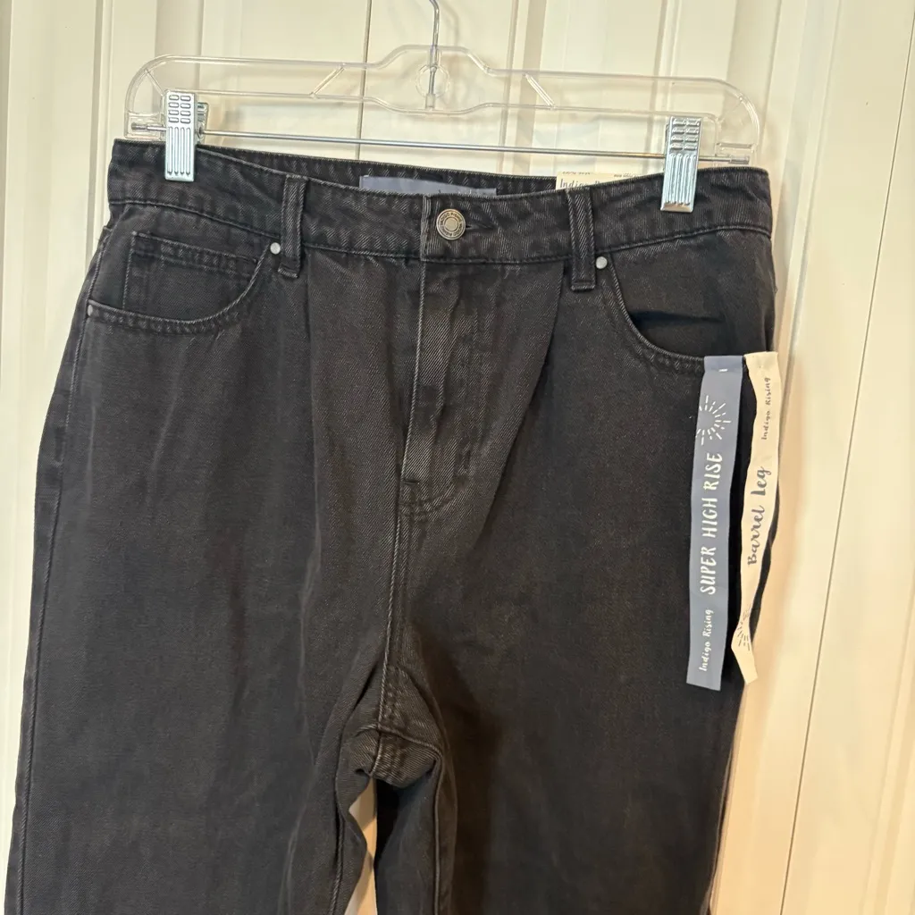 Indigo Rising Black‎ Super High Rise Barrel Leg Jeans Size 5/27 Black - Image 3