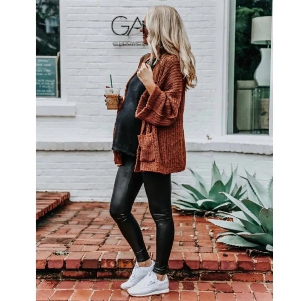 Spanx Mama‎ Faux Leather Pregnancy Over The Belly Maternity Leggings in Black XS - Image 3