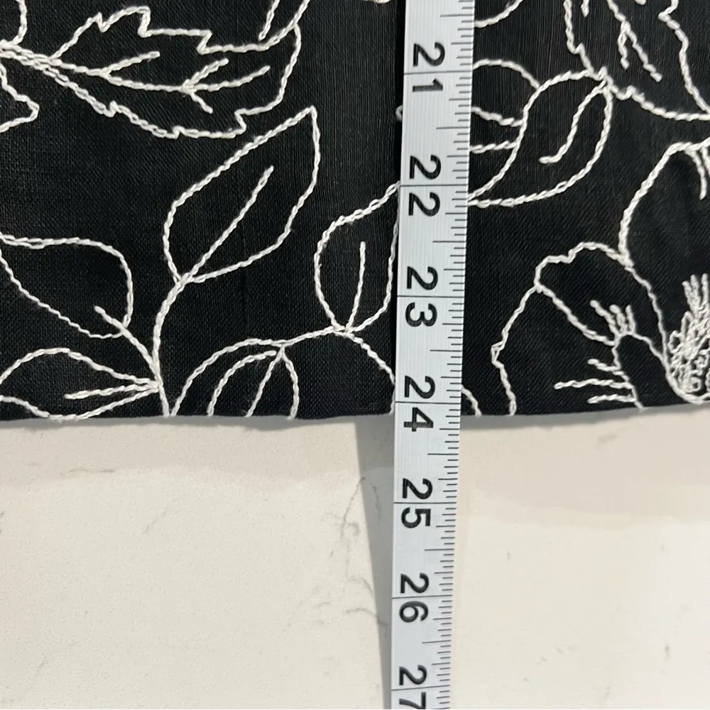 Jones New York Signature 100% Linen Black&White Floral Embroidered Jacket Sz 12 - Image 11