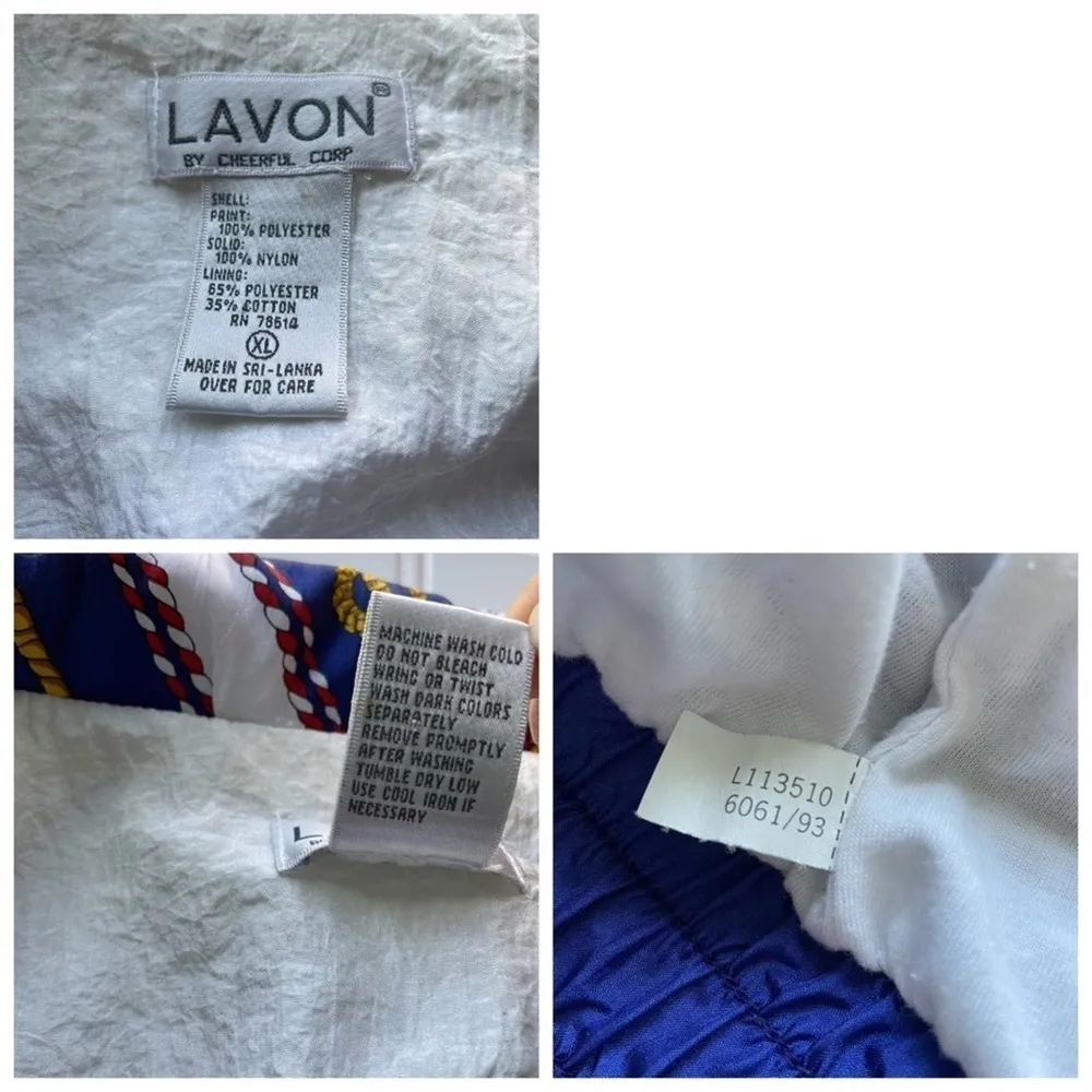 LAVON Windbreaker Jacket Vintage Nautical Size XLarge American theme Coastal White - Image 8