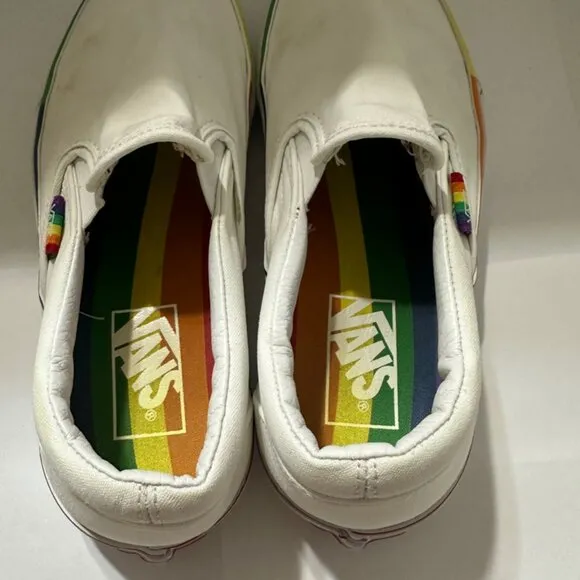 Vans Classic Slip On Size 6 Mems 7 Women Rainbow Foxing Pride White Rainbow - Image 2