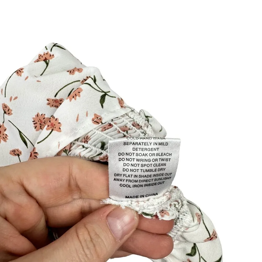 SABO SKIRT Shirred Lule Ruched Dress Sz‎ S Floral Tiered Off The Shoulder Ruffle - Image 13