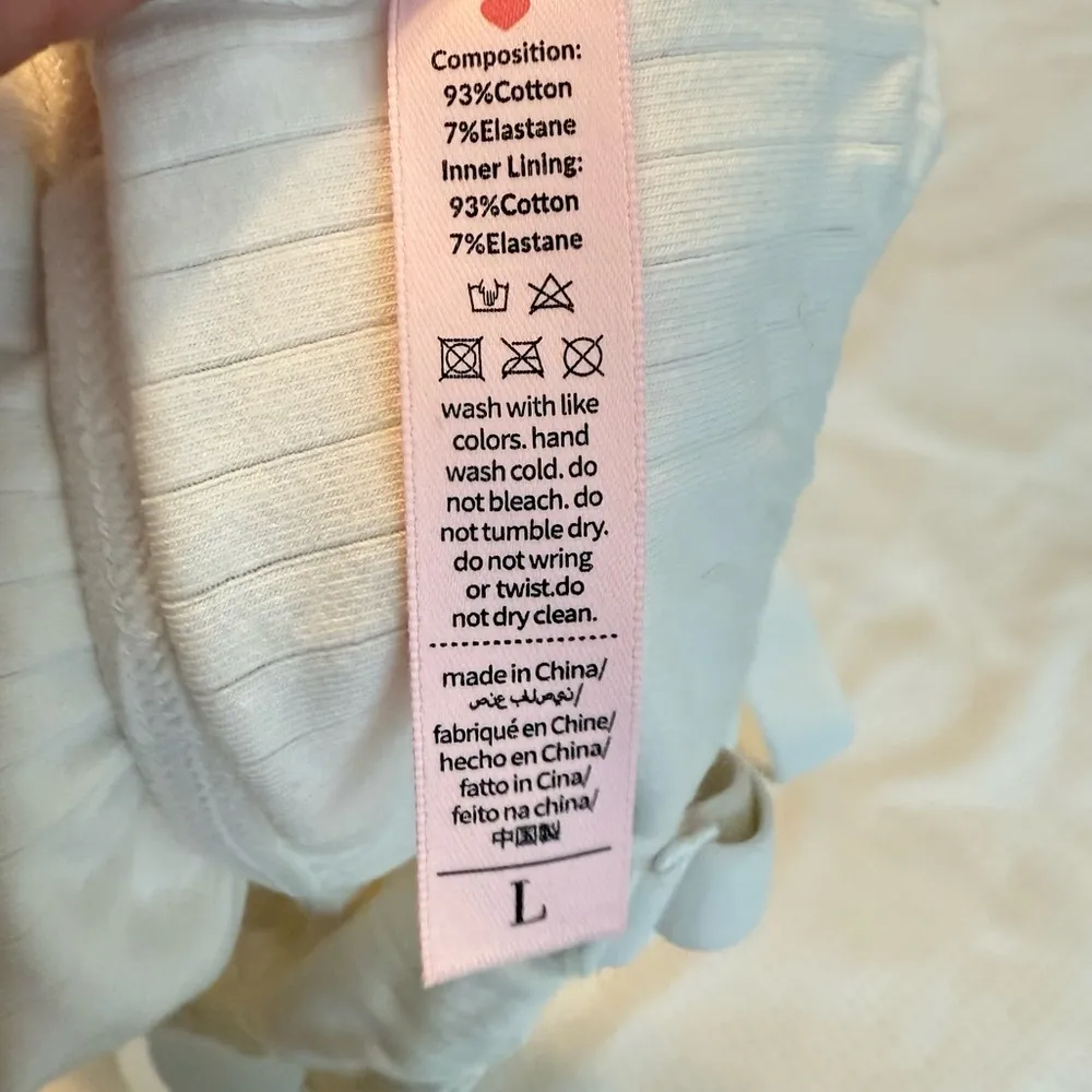 Luvlette Ribbed White Bra Bralette Women’s Size Large Soft Adjustable Straps - Image 5