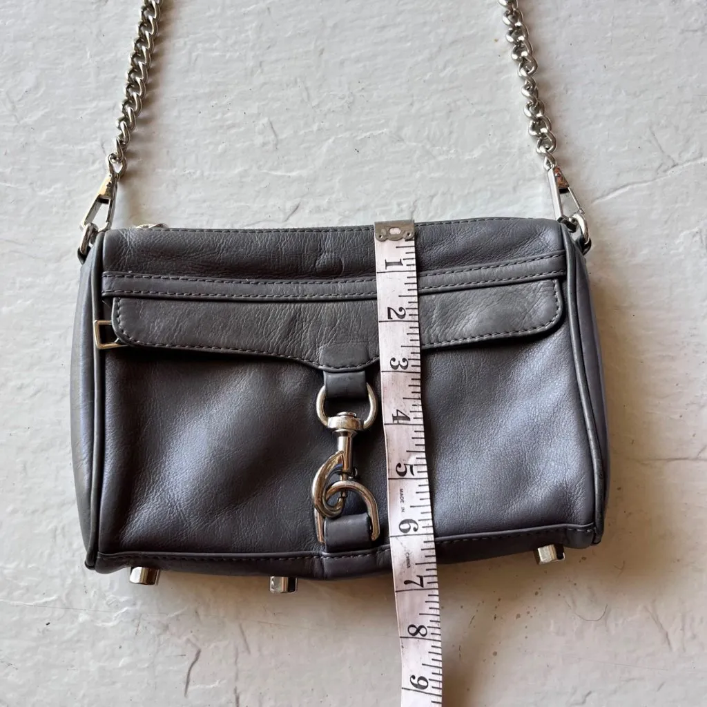 Rebecca Minkoff Mini Mac Grey Leather Studded Crossbody Bag - Image 12
