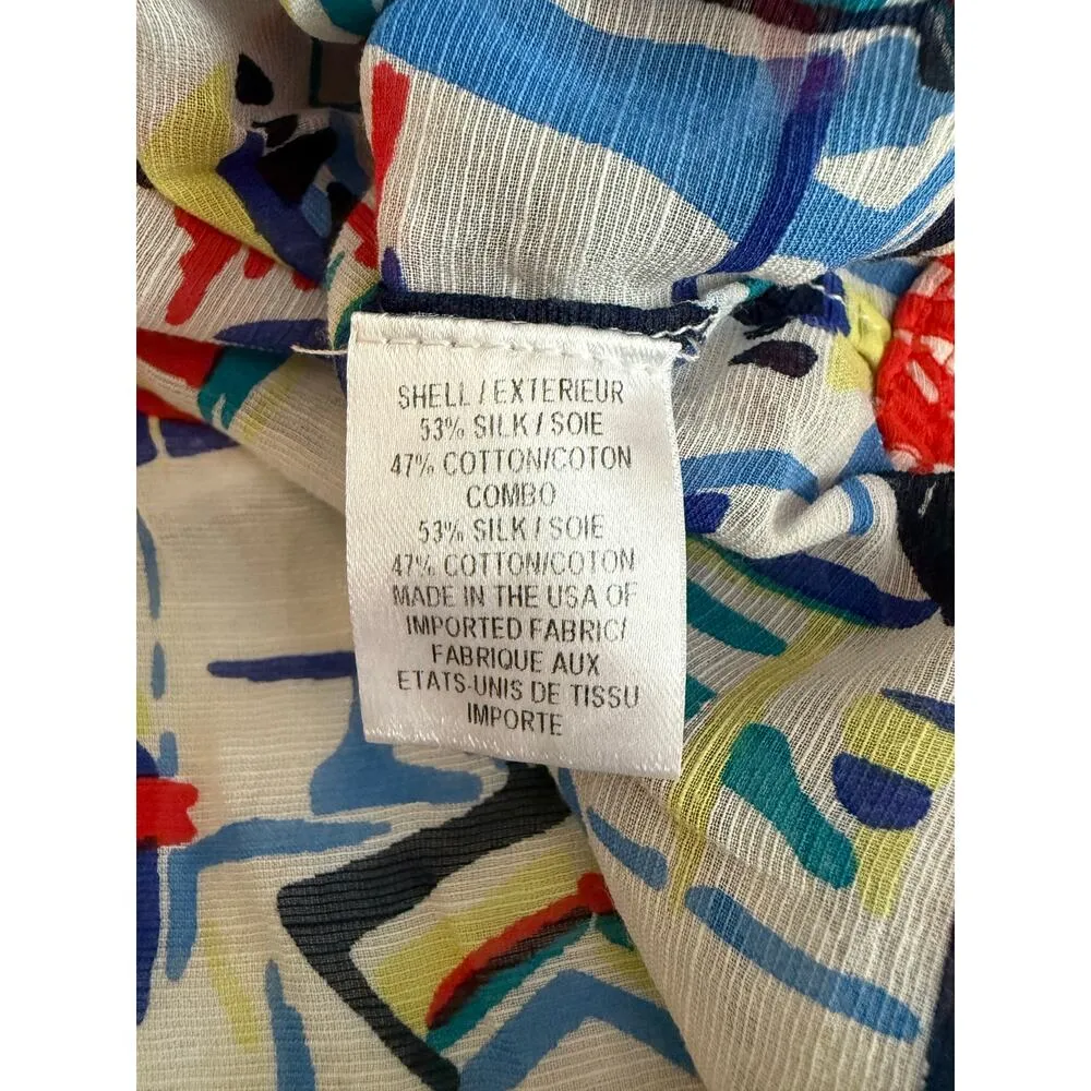 MILLY Cabana Silk Tunic Top Women’s Sz S Sailboat Multi Swim Coverup Resortwear - Image 5