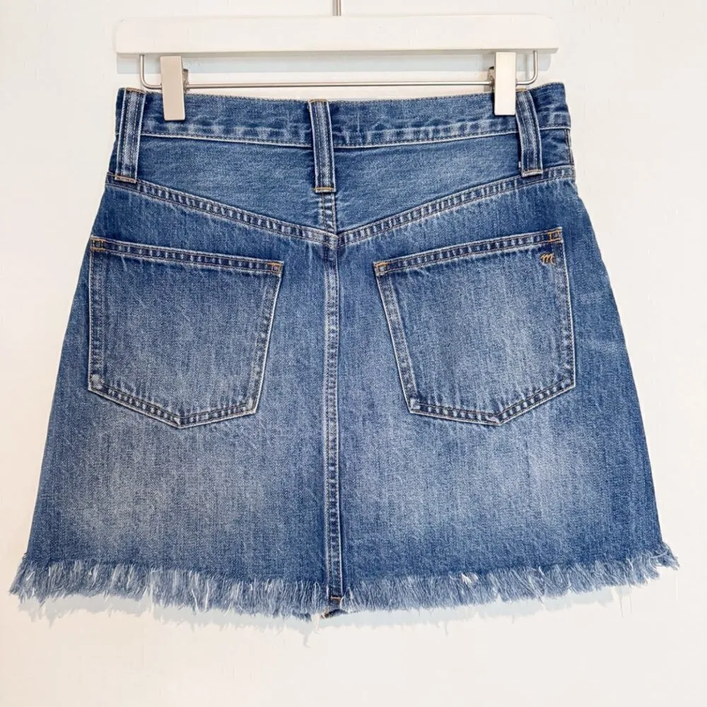Madewell Women's Casual Medium Wash Blue‎ Mini Jean Skirt Size 26 - Image 10