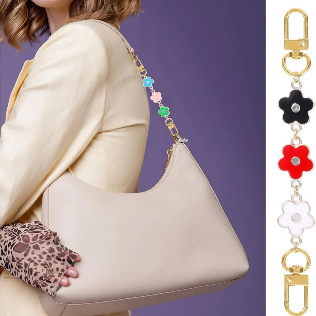 2Pcs Purse Strap Extender Chains, Colorful Flower Bag Extension Chain Handbag - Image 5