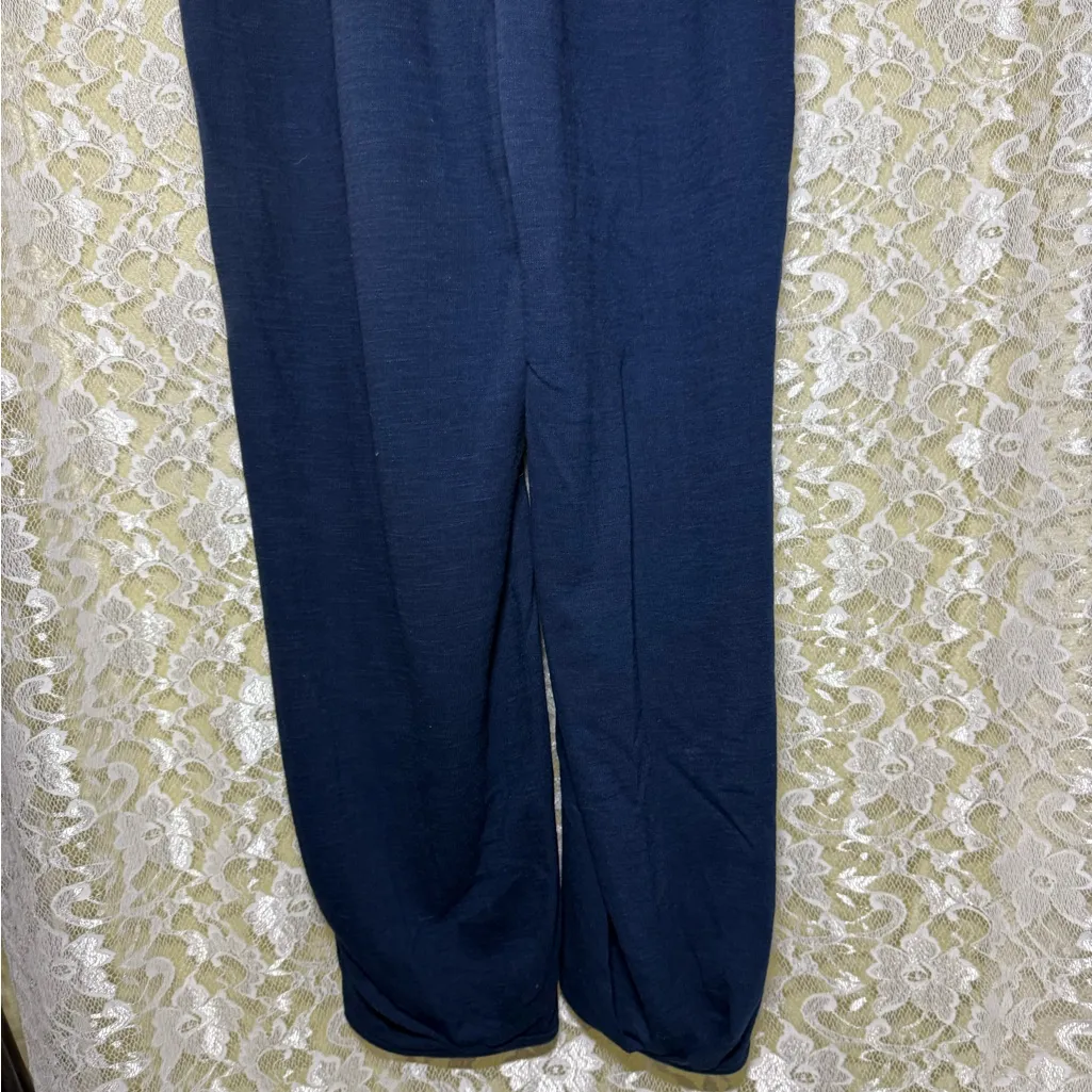 Free People Navy blue Jumpsuit XS pockets lapel like new smocked waist - Image 14