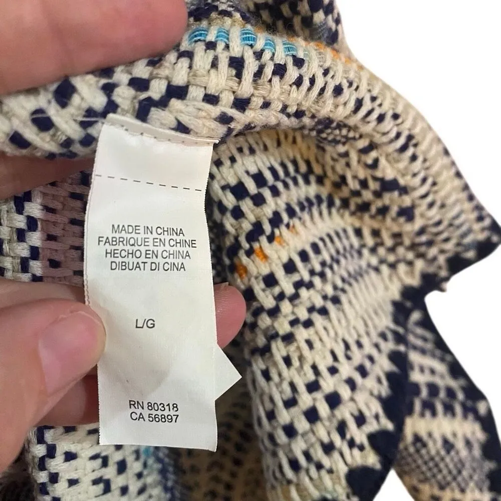Lucky Brand Pottery Cardigan Large, Open Front with Raw Tassel Hem Trim, Woven - Image 7
