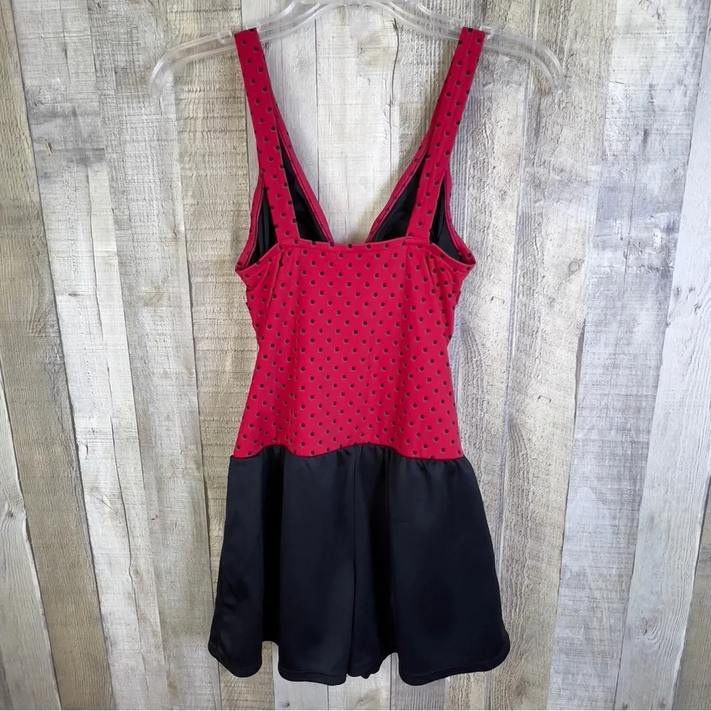 Suddenly Slim By Catalina Size Small (4-6) Red & Black Polkadot Bathing … - Image 2