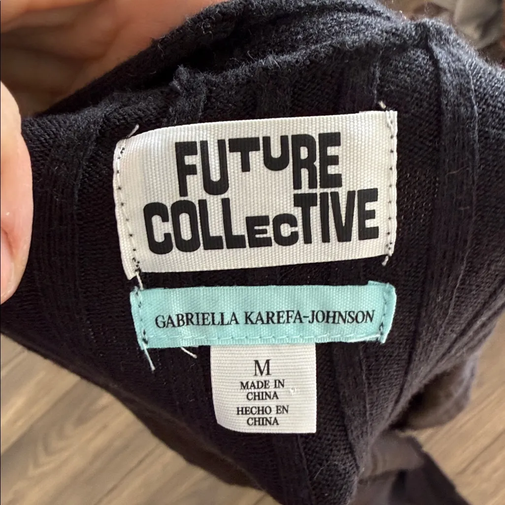 Future Collective Black Sweater duster size medium 3 button closure - Image 3