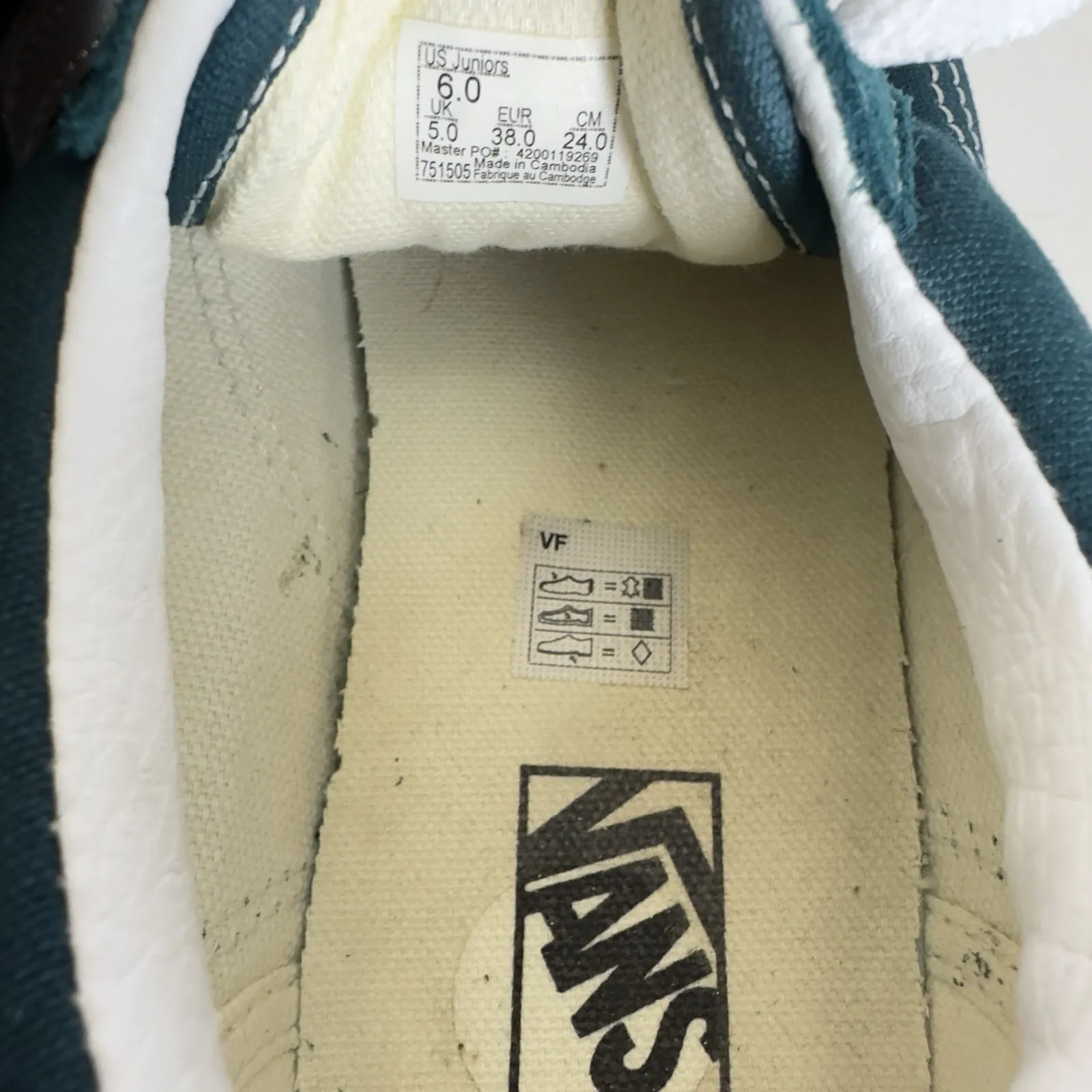 Vans Unisex Off The Wall 751505 Blue Casual Shoes Sneakers Junior Sz‎ 6 | W 7.5 - Image 9