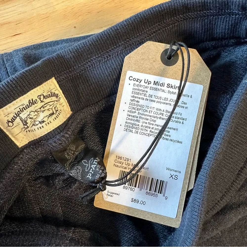 Prana Cozy Up Midi Skirt in Nautical Heather Navy Blue size XS Cozy Stretch - Image 9