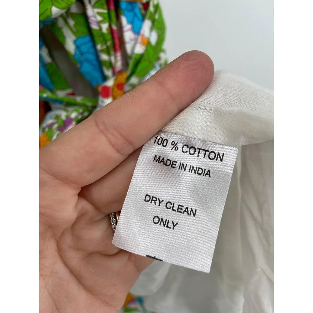 Mille Helena Asymmetric Floral Print Cotton Tie Waist V - Image 7