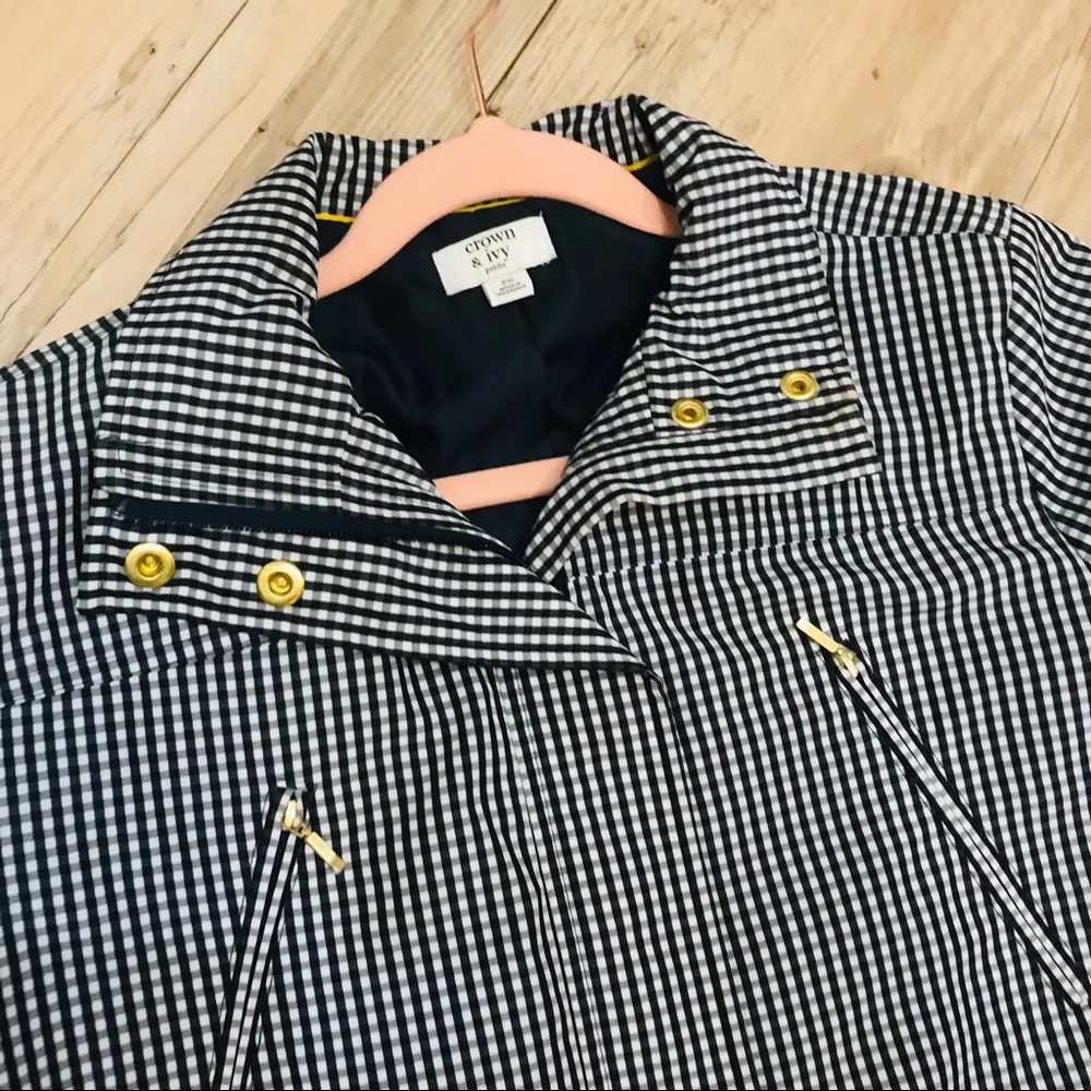 Crown & Ivy gingham rain jacket sz P Small - Image 7