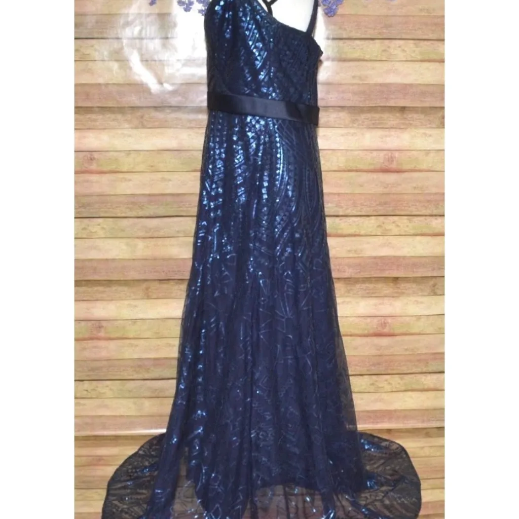 Angelina Faccenda Blue Sequin Sleeveless V - Image 6
