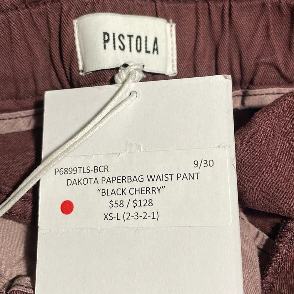 Pistola Paperbag Waist Pants Ankle Length Black Cherry Size Small NWT - Image 6