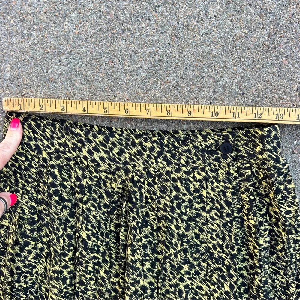 VTG 80s Gianni Versace Italy Silk Leopard Print Wrap Skirt Black Yellow Size II - Image 8