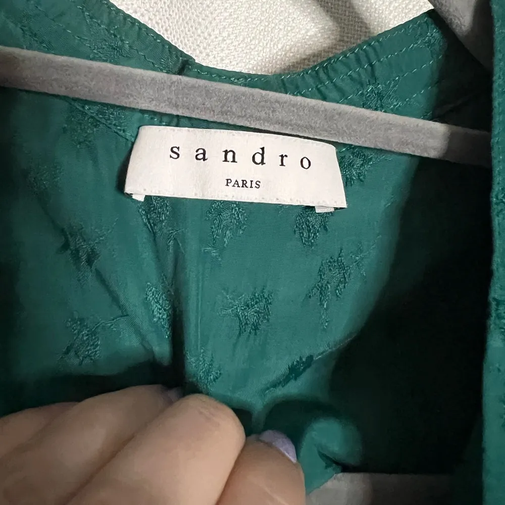 Sandro Paris Green Textured Tie Blouse - Image 3