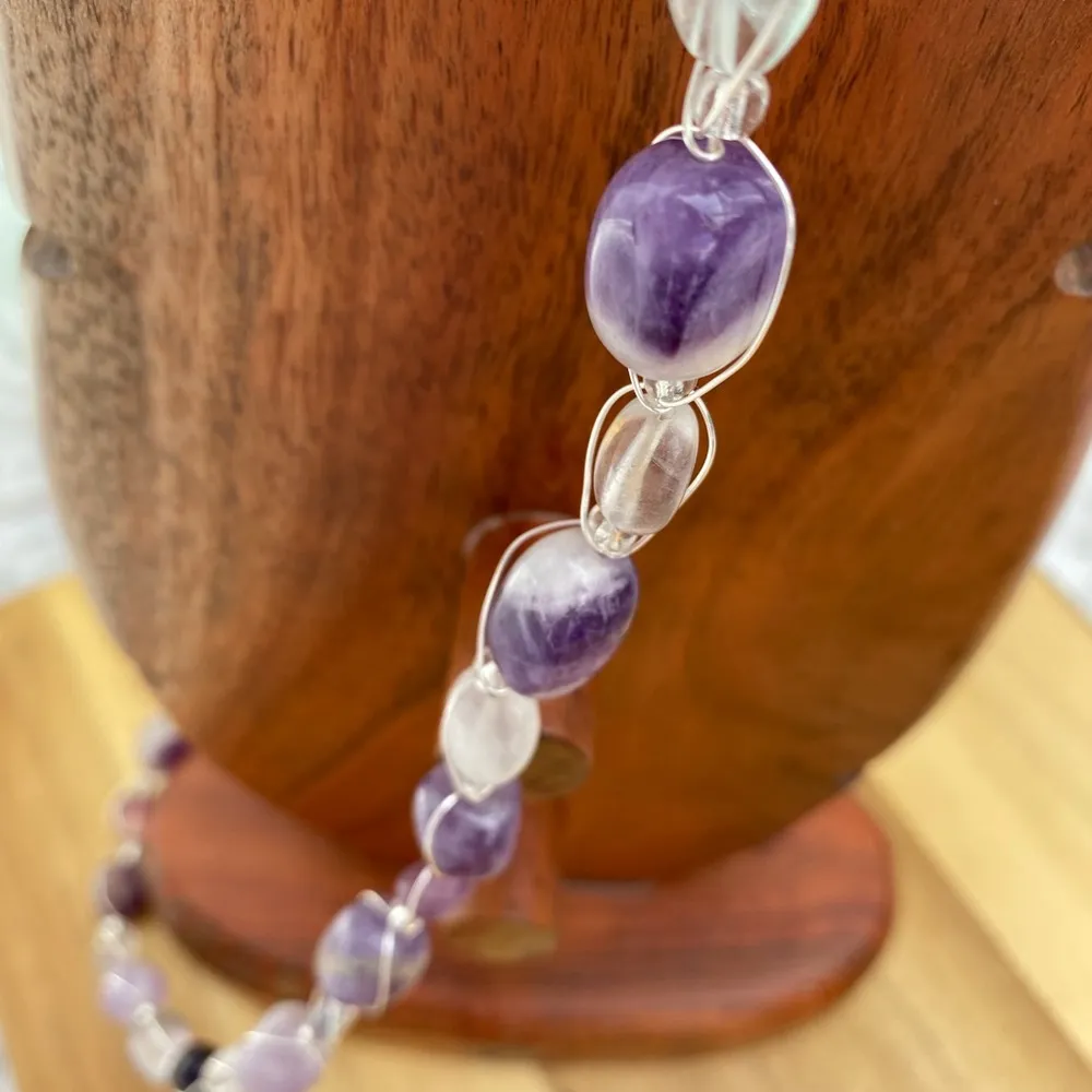 Handcrafted Amethyst and Fluorite Wire Wrapped Set - Image 5