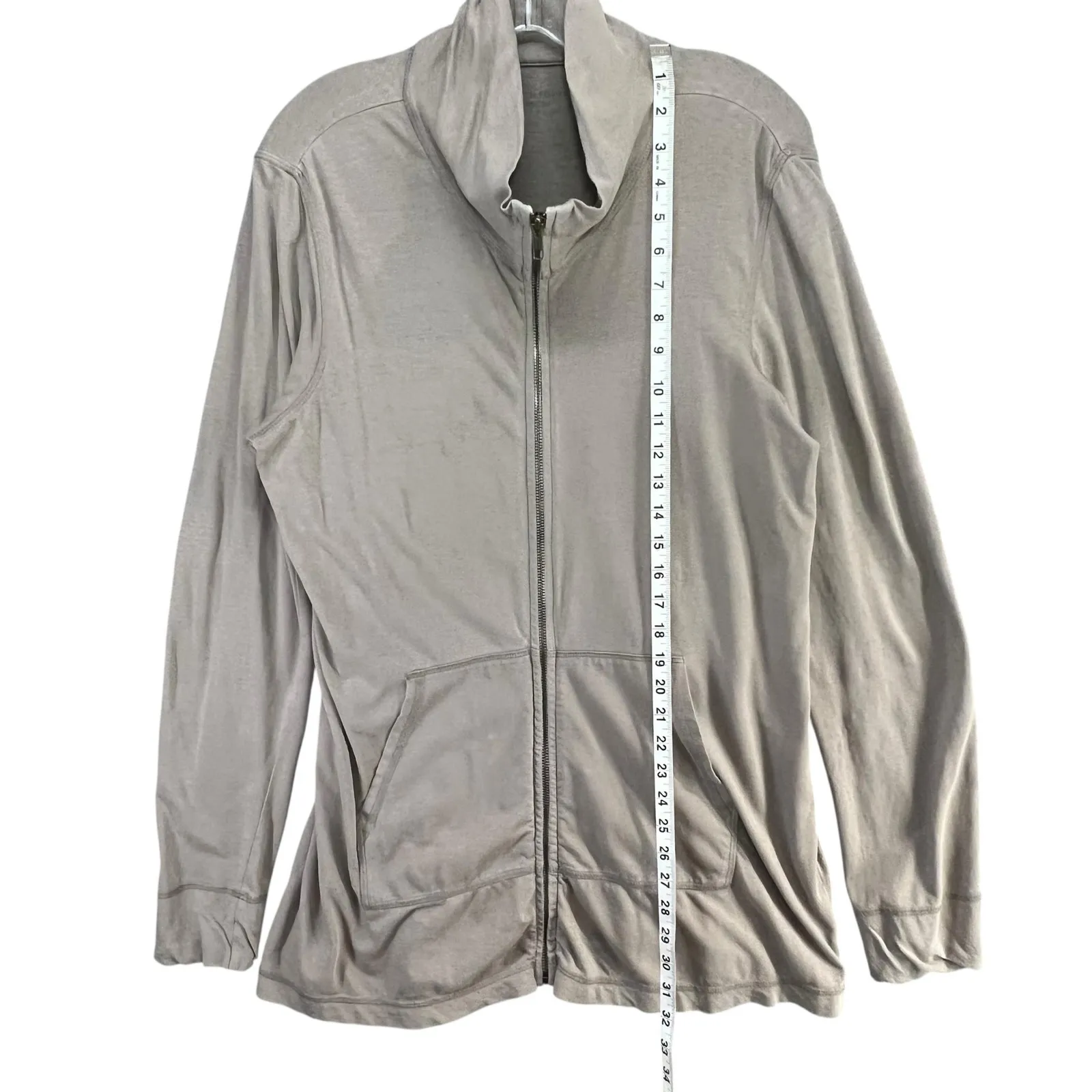 Eileen Fisher Activewear Jacket Womens M Taupe Organic Cotton Zip Up Relaxed - Image 8