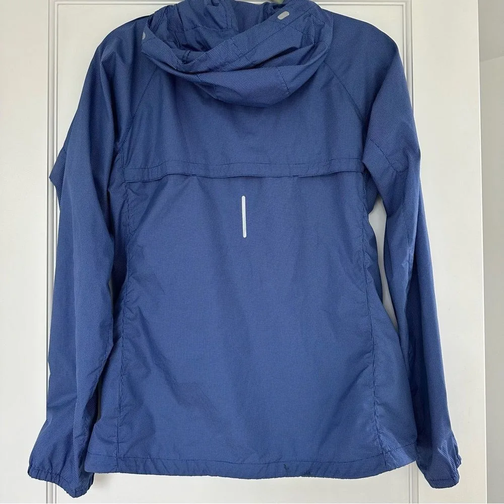 Nike Tiny Check Blue Full Zip‎ Windbreaker Running Hooded Women's Size Medium - Image 5