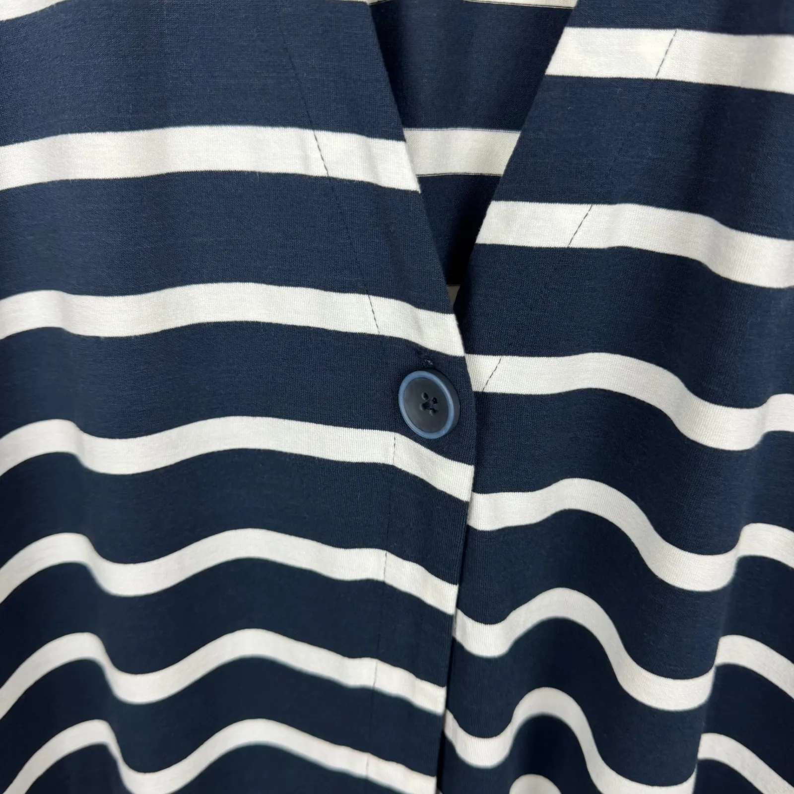 J.Jill Wearever Collection Striped Cardigan Sz M Button Front Nautical Soft Blue Size M - Image 4