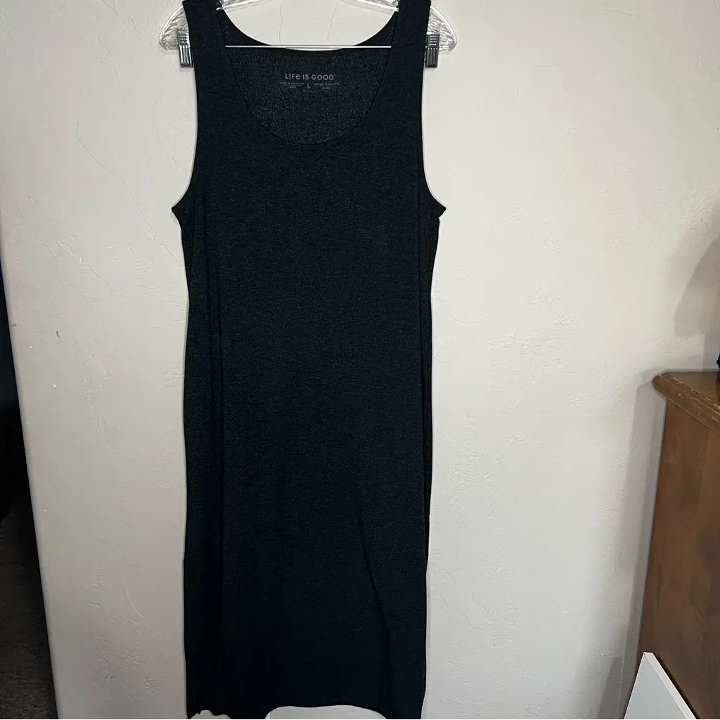 Life is Good Heathered Gray Sleeveless Lotus Maxi T-shirt Dress - Image 2