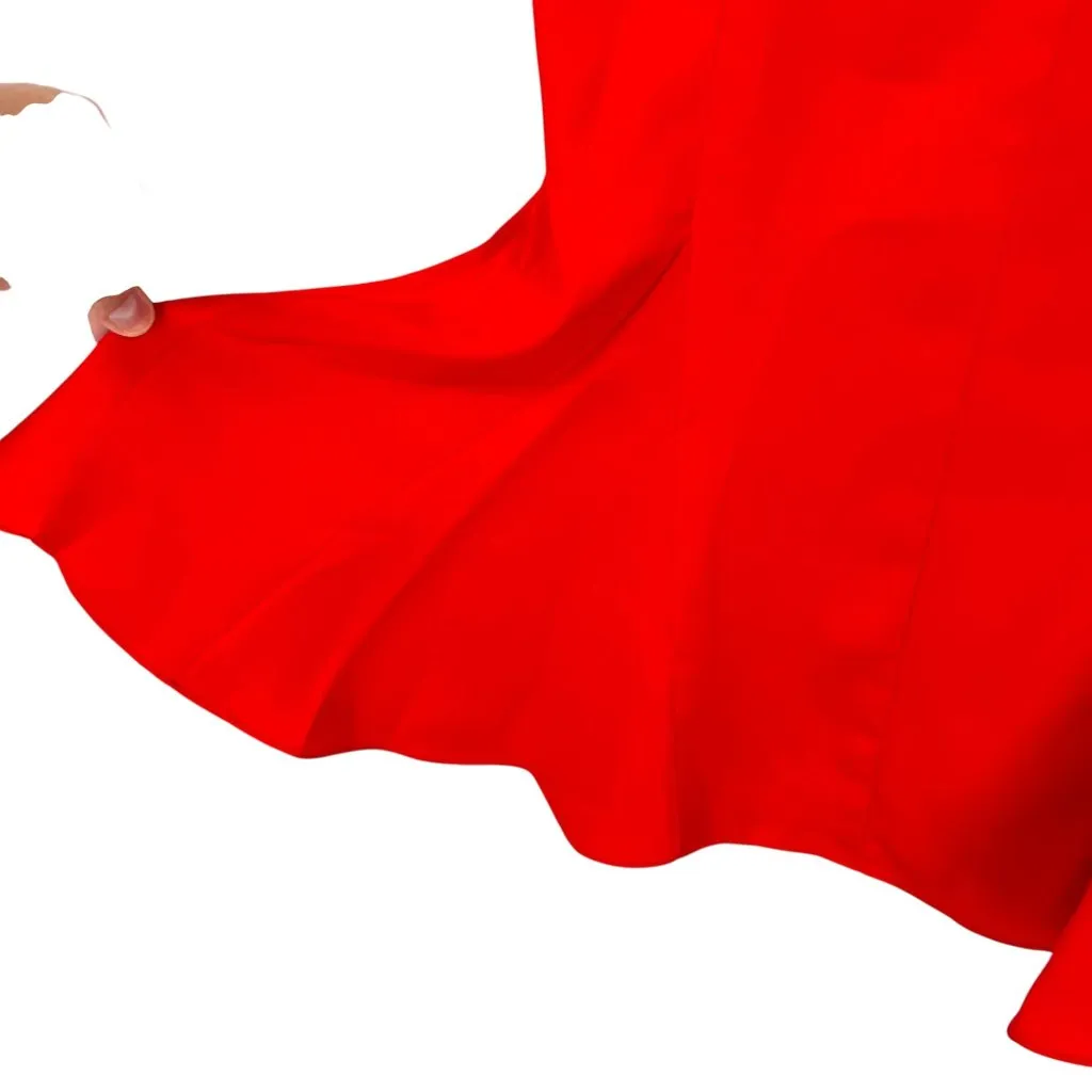 Liv Foster Ruffle Crepe Back Satin Red Popover Dress Size 0 NWT - Image 6