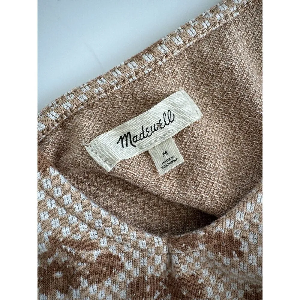 Madewell Crop Tank Top Button Back Brown Geo Daisy Vest Women’s Size Medium - Image 6
