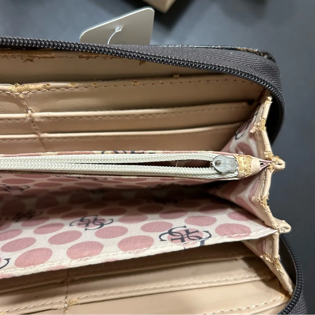 GUESS Monogram Brown and Gold Card Holder - Image 8