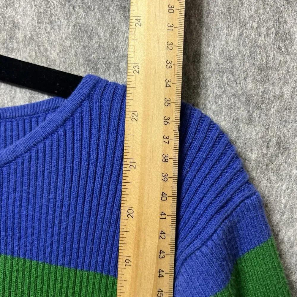 Vintage Covington Sweatshirt Womens XL Ribbed Knit Color Block Blue‎ Green - Image 3