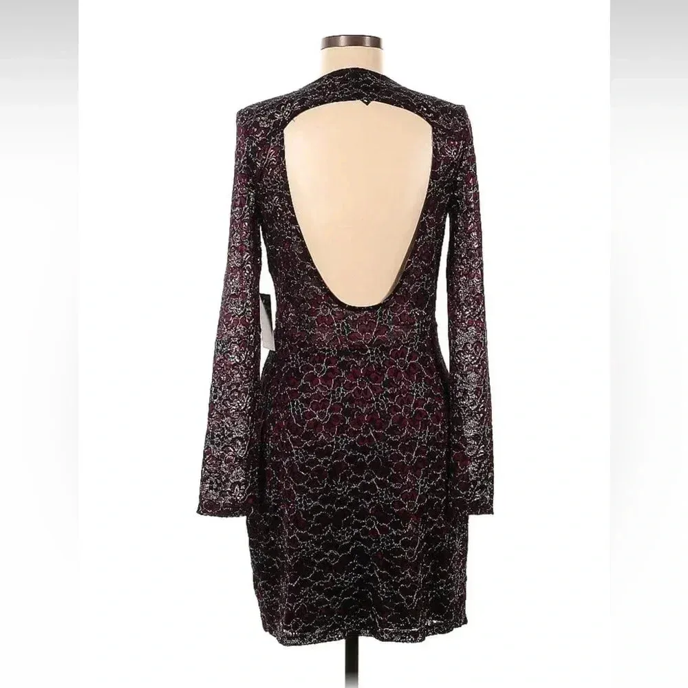 Express Wine Burgundy Floral Lace Cocktail Sheath Dress Size M Medium NWT - Image 3