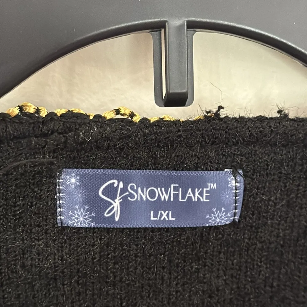Snowflake black ladylike Knit Jacket gold thread trim Size L / XL - Image 11