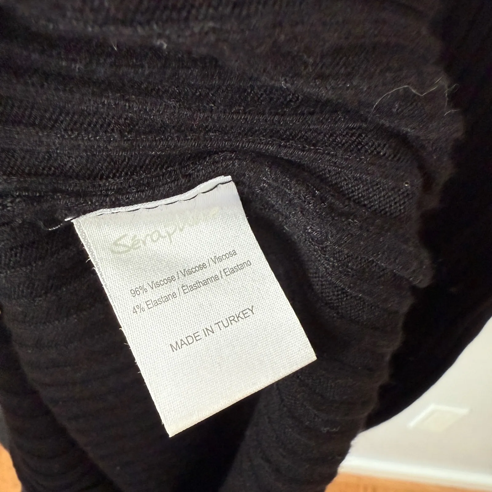 Seraphine sz S Black Ribbed Knit Long Sleeve Midi Dress Goth - Image 5