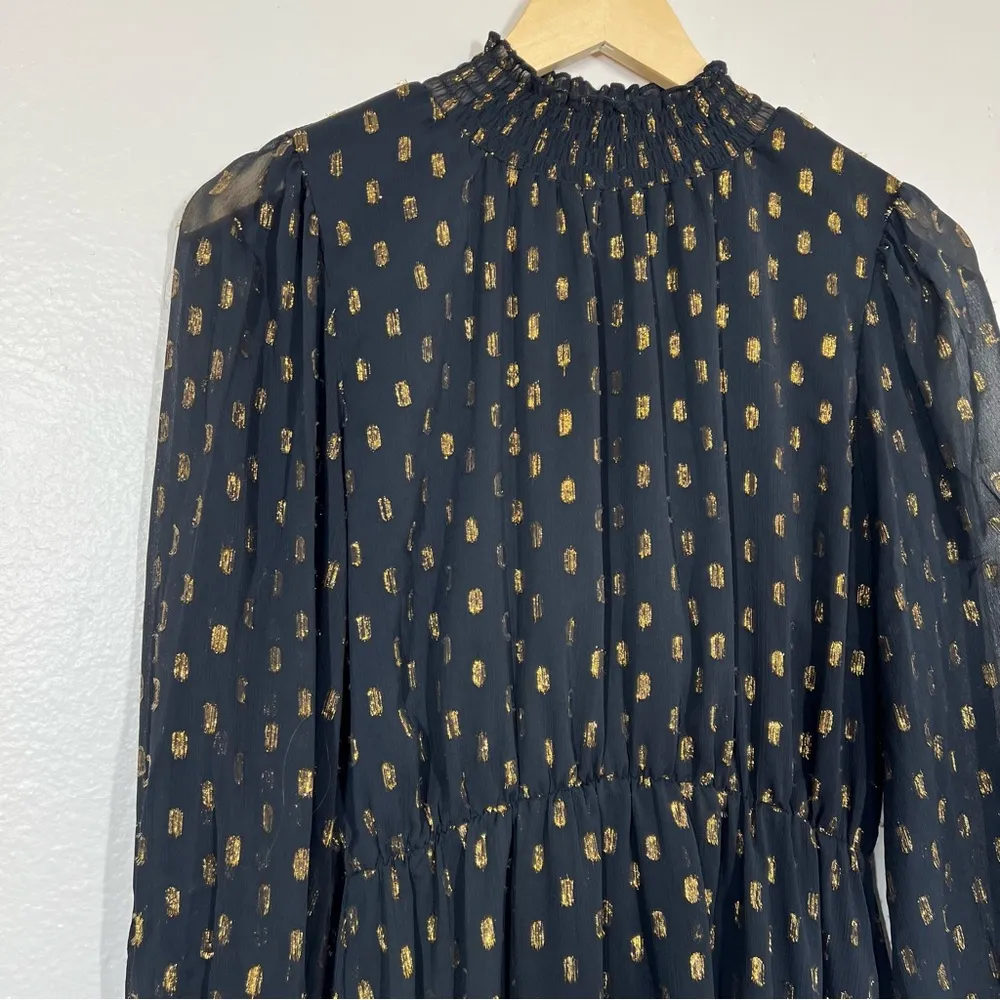 OPT One Pretty Time Black Lluvia Smocked Long Sleeve Mini Dress Size M - Image 4