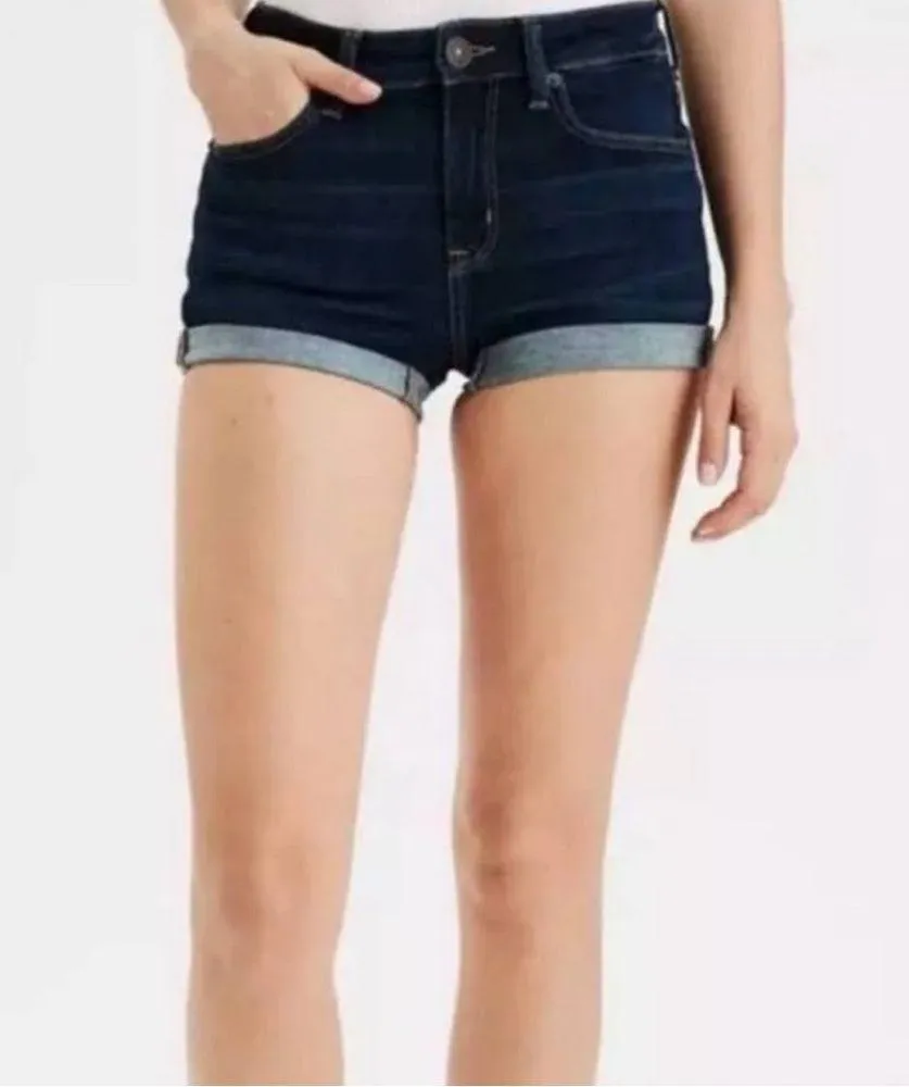 American Eagle Hi Rise Shortie Denim Jeans Shorts Dark Wash - 0 - Image 3
