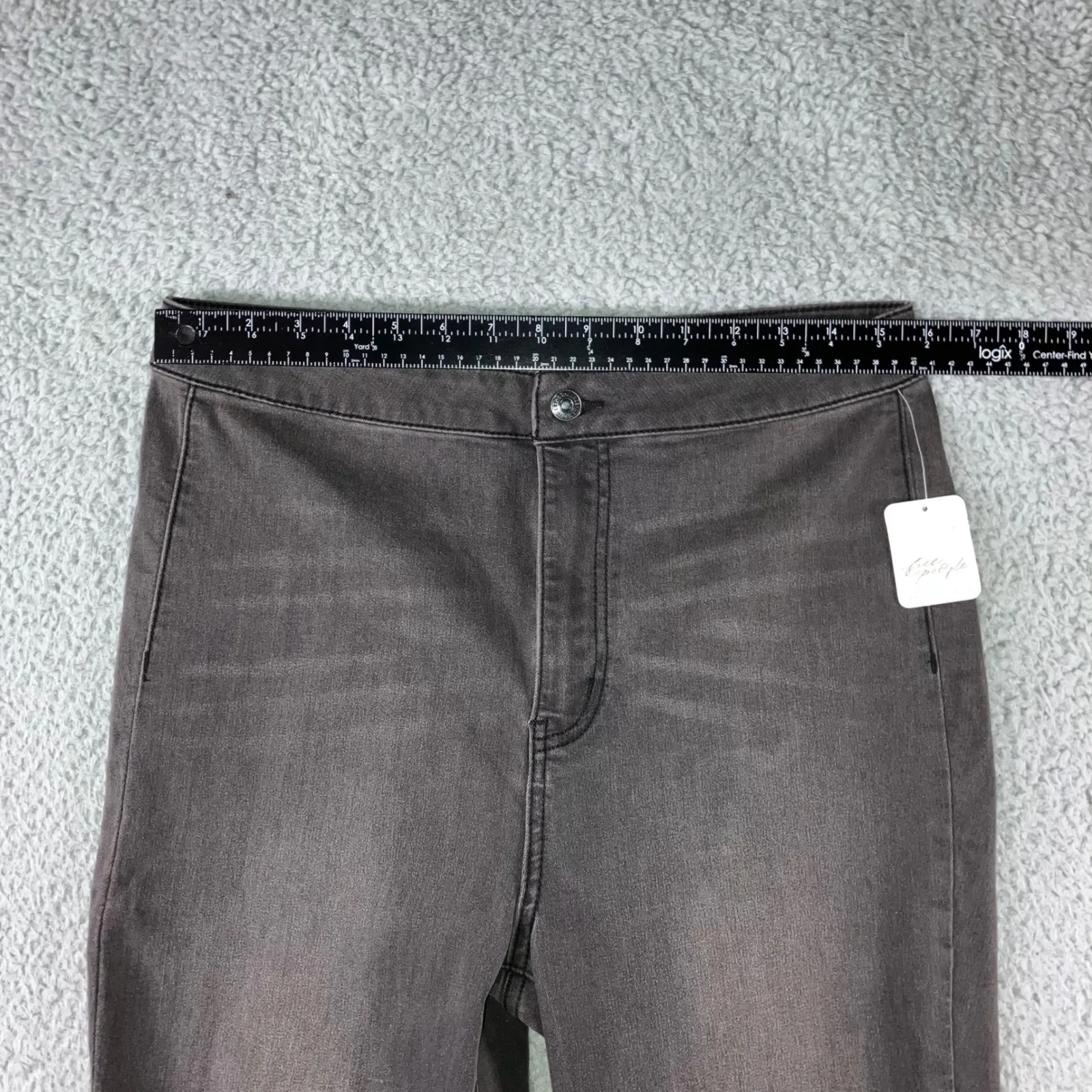 Free People We The Free Smoke Stack Bell Bottom Jeans Women 31 Gray High Rise - Image 3