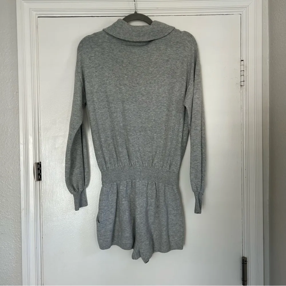 Grey Funnel Neck Long Sleeve Romper XS - Image 6