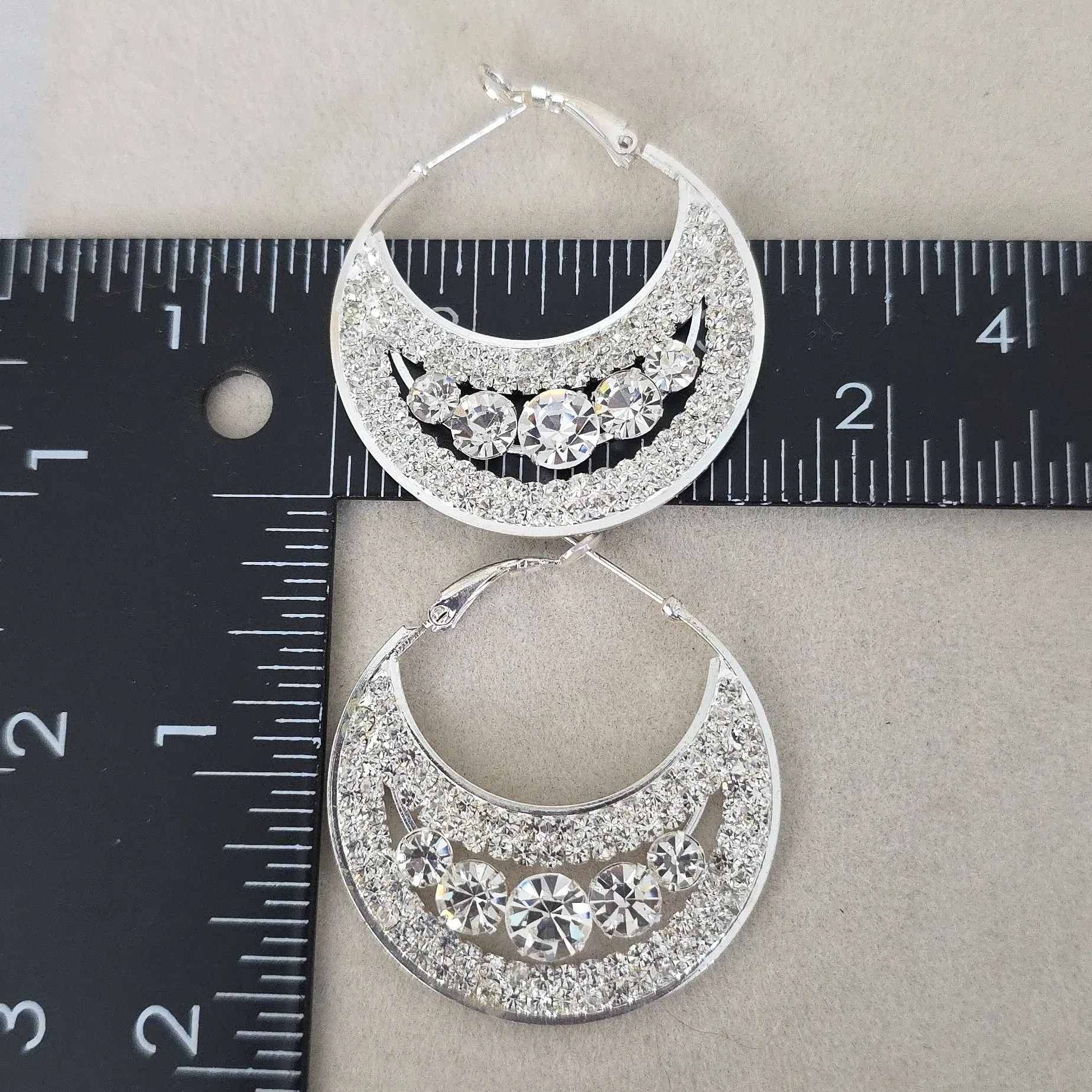 Statement Silver Pave Hoop Earrings - Image 8